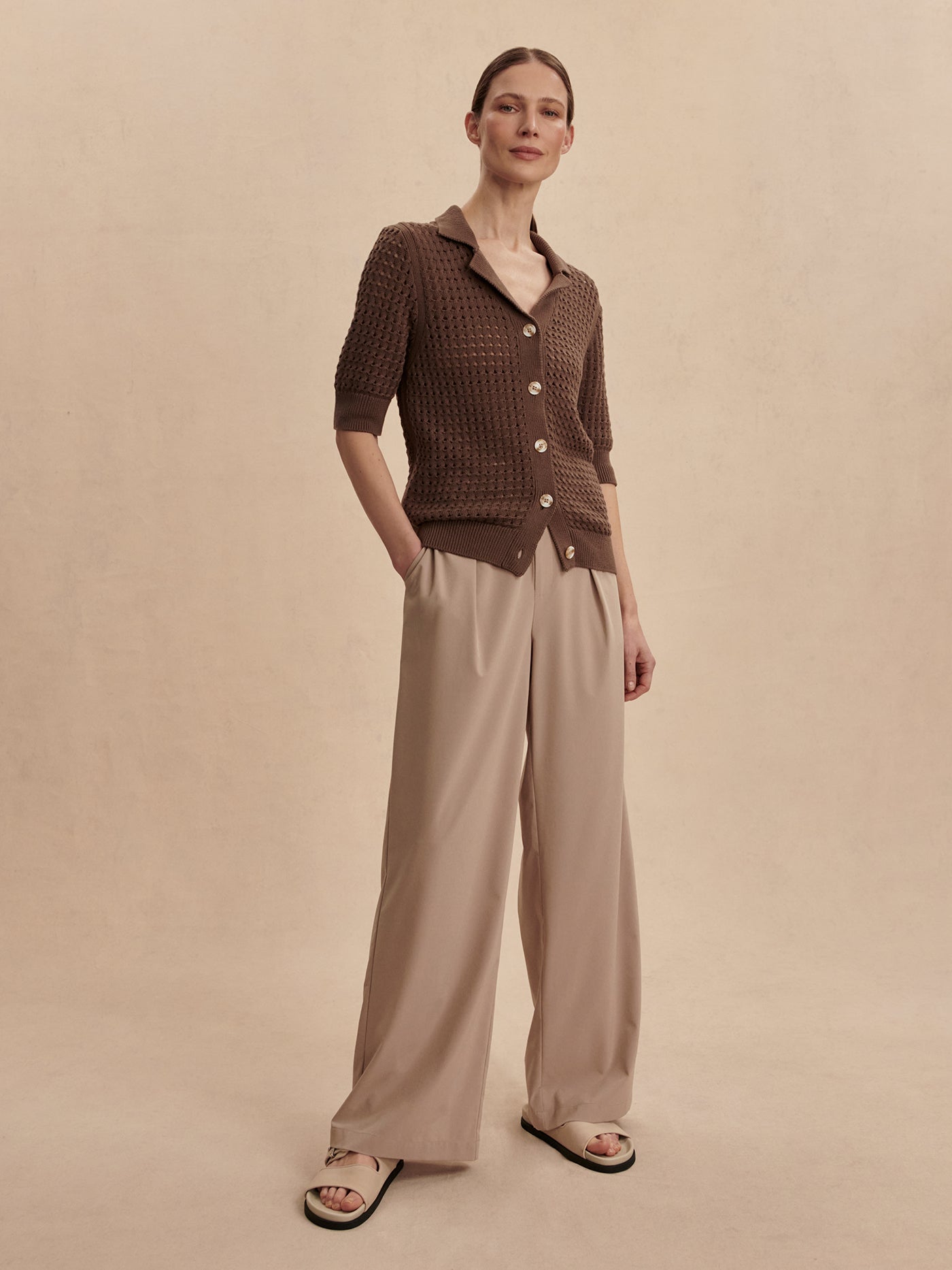 Varley Ellie Knit Shirt - Chocolate Chip