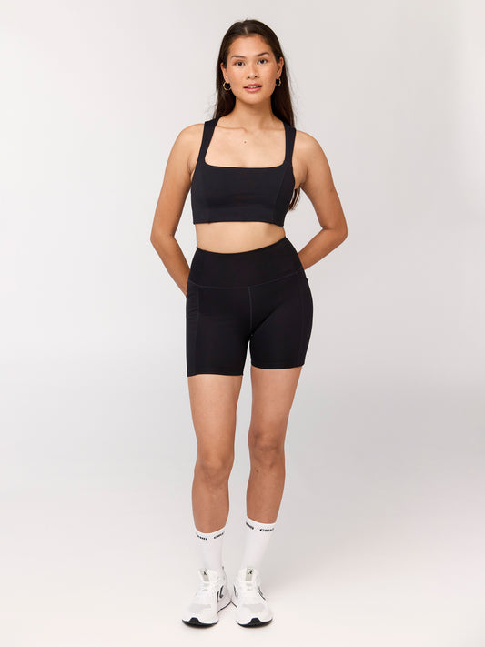 Girlfriend Collective Pocket High Rise Run Shorts - Black