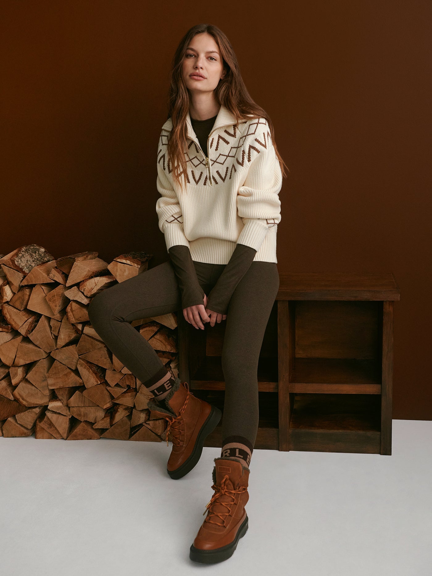 Varley Sigrid Fairisle Half Zip Knit - Whitecap Grey