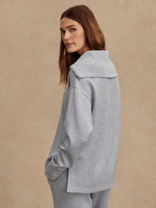 Varley Larson Half Zip Sweat - Mid Blue Marl