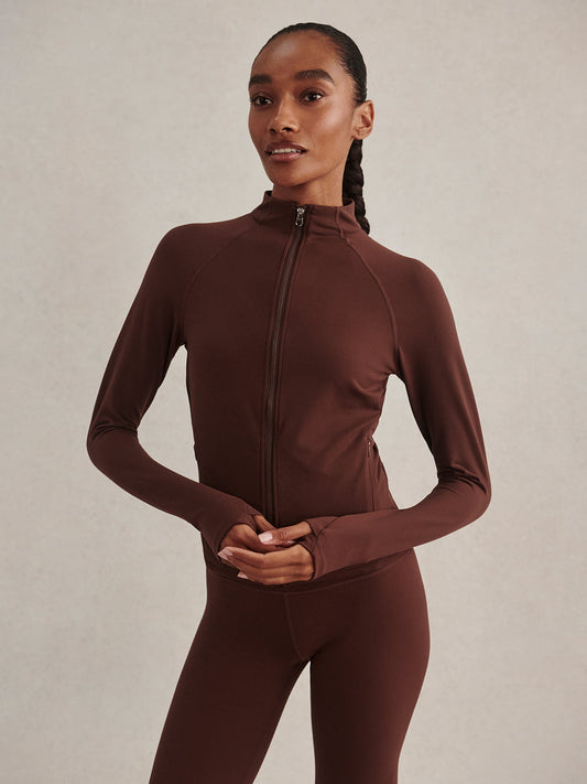 Varley Always Zip Through Sweat - Mahogany