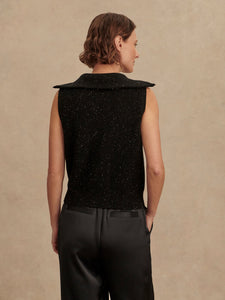 Varley Hally Half Zip Rib Vest - Black Fleck