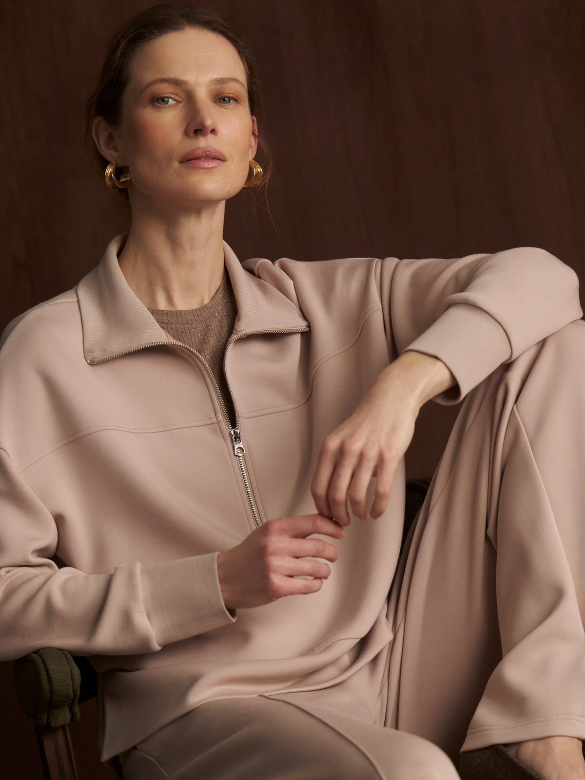 Varley Kayleigh Half Zip Sweat - Mushroom