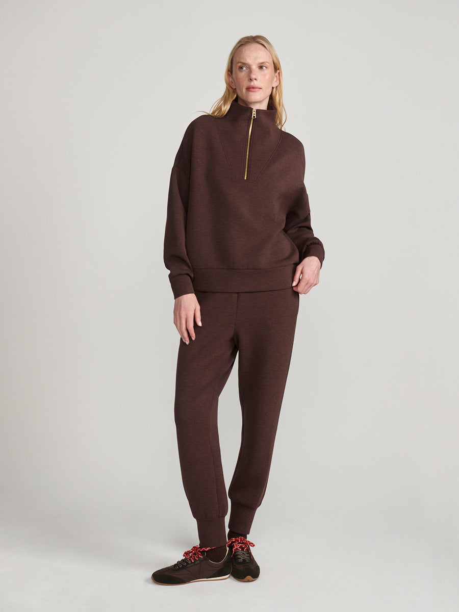 Varley Hawley Half Zip Sweat - Coffee Bean Marl