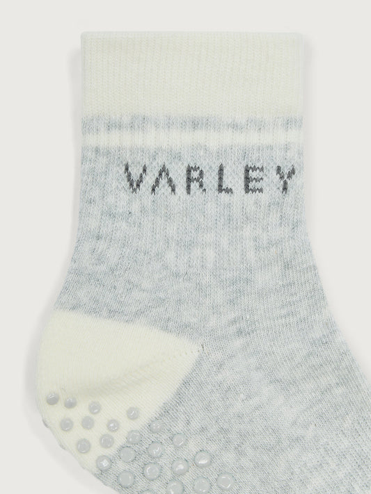 Varley Grayson Half Crew Grip Sock - Light Grey Marl