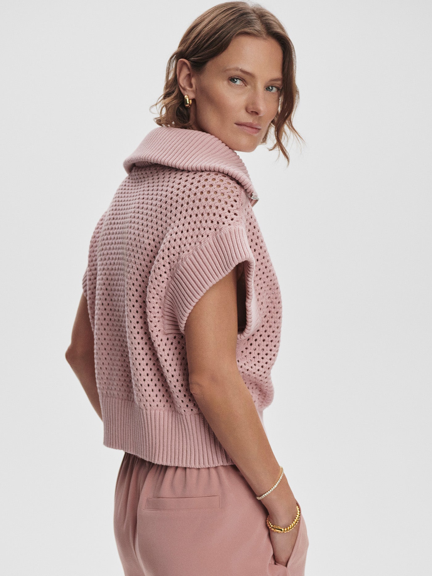 Varley Mila Half Zip Knit - Pale Mauve