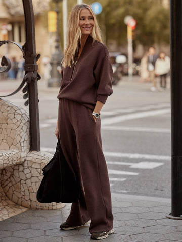 Varley The Wide Leg Pant 30 - Coffee Bean Marl