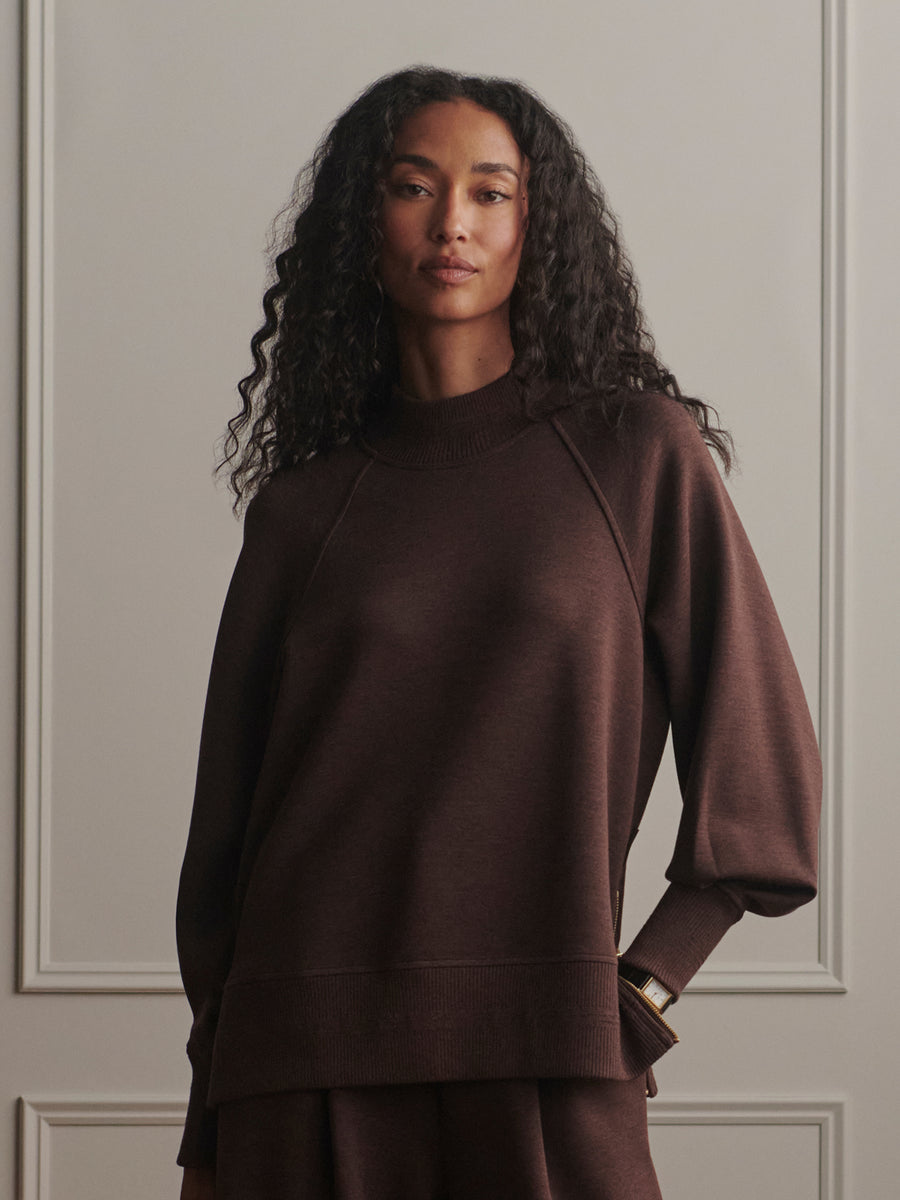 Varley Loxley Raglan Boyfriend Sweat - Coffee Bean Marl
