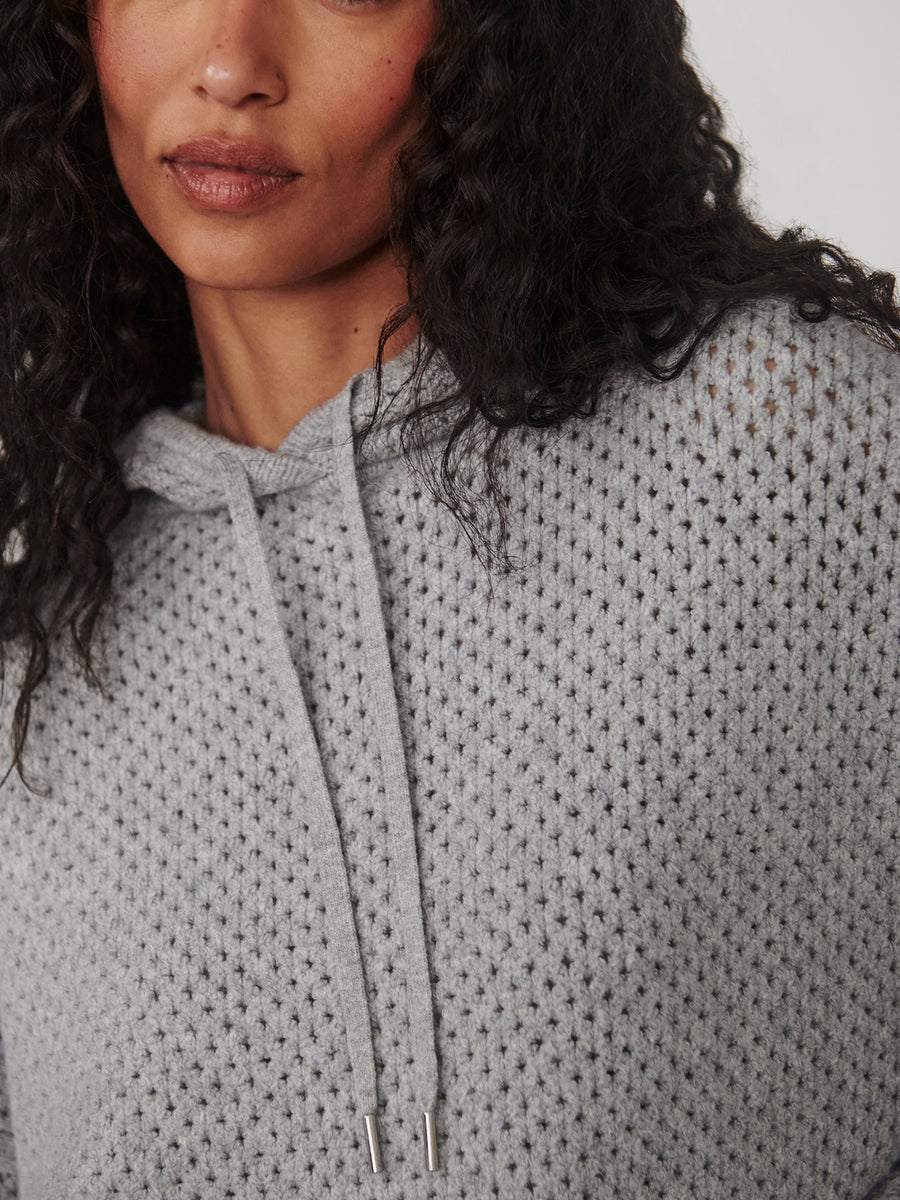 Varley Melchie Relaxed Knit Hoodie - Grey Marl