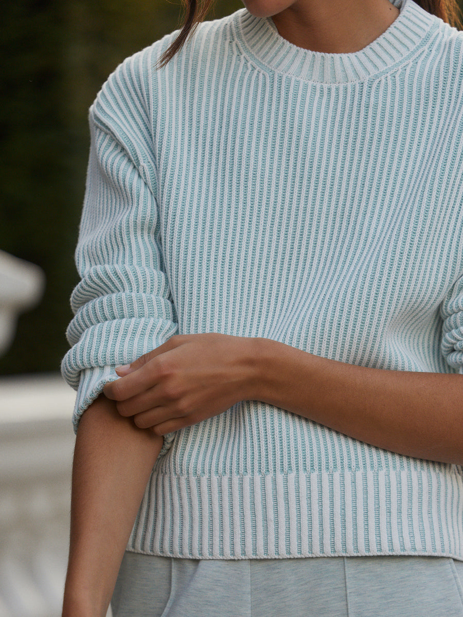 Varley Seymour Knit Sweater - Blue Haze/Snow White