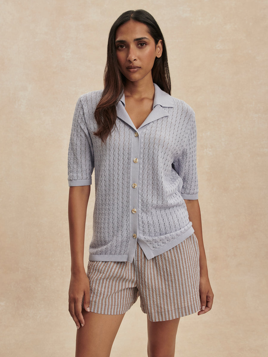 Varley Darina Short 4 - Cocoa Blue Stripe