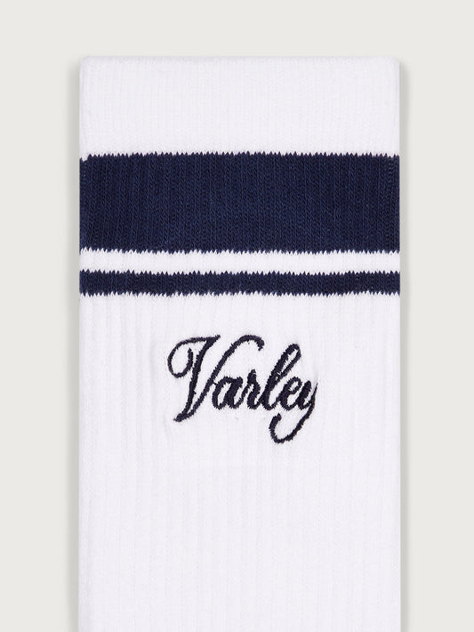Varley Lamar Club Stripe Sock - White/Blue Nights