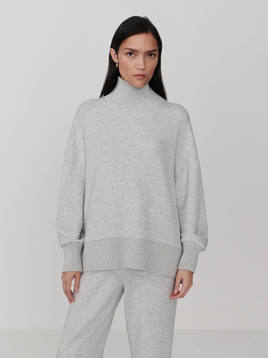 Varley Barker High Neck Sweat - Light Grey Marl