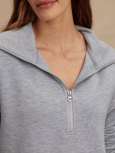 Varley Larson Half Zip Sweat - Mid Blue Marl