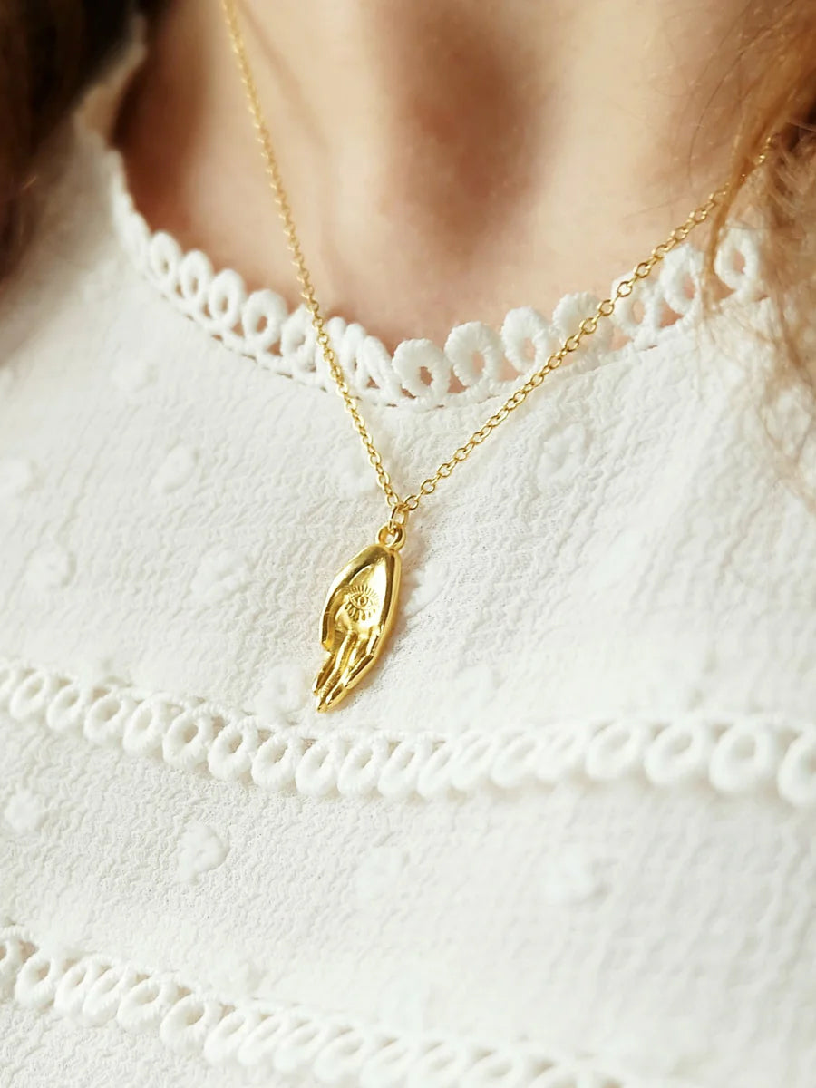 Augusta Jewellery Gold Plated Necklace - Hand of Venus Amulet