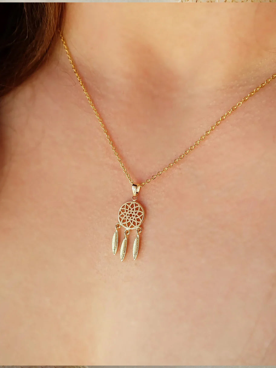 Augusta Jewellery Gold Plated Necklace - Mini Dreamcatcher