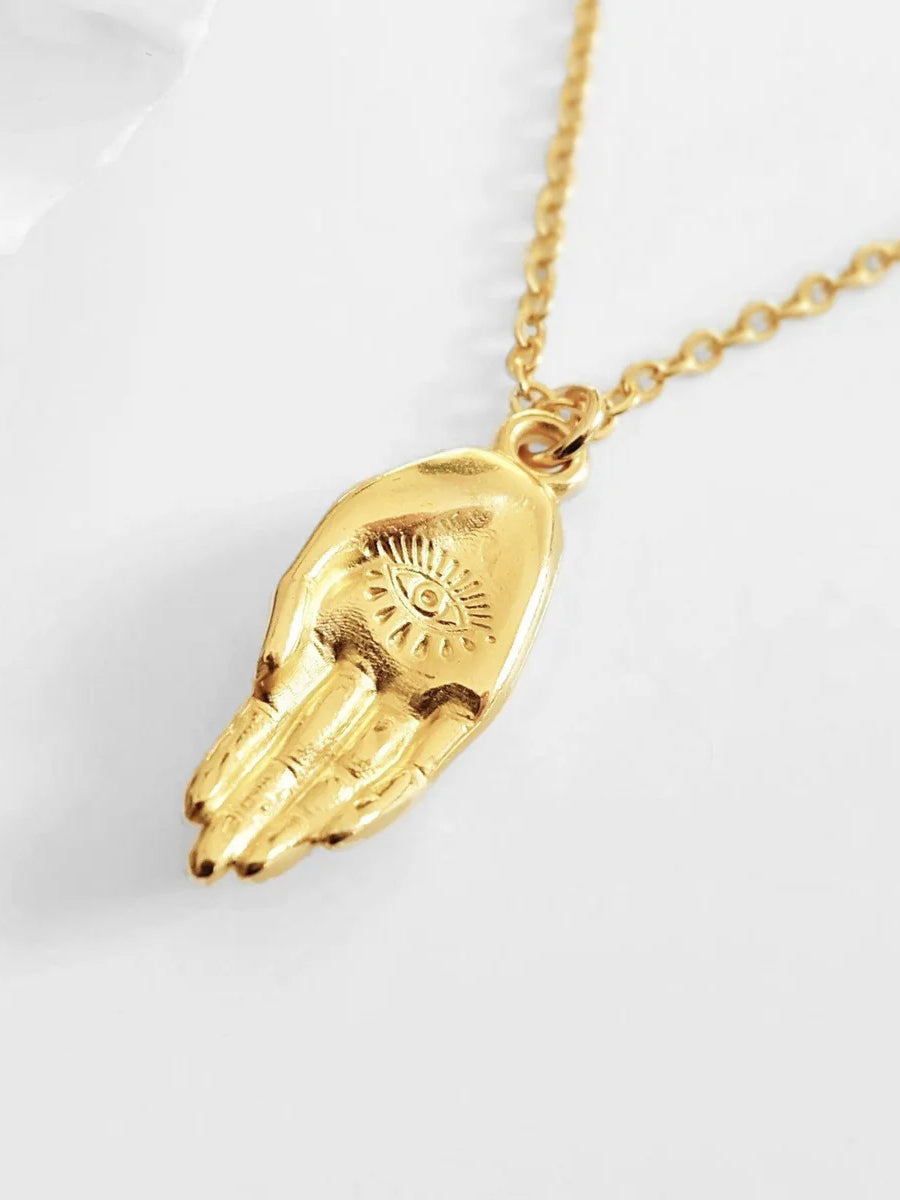 Augusta Jewellery Gold Plated Necklace - Hand of Venus Amulet