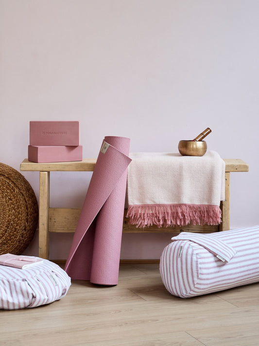 Yogamatters Rectangular Bolster - Rose Quartz Ticking Stripe