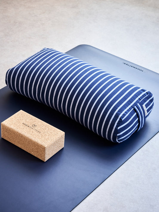Yogamatters Rectangular Bolster - Navy & White Stripe