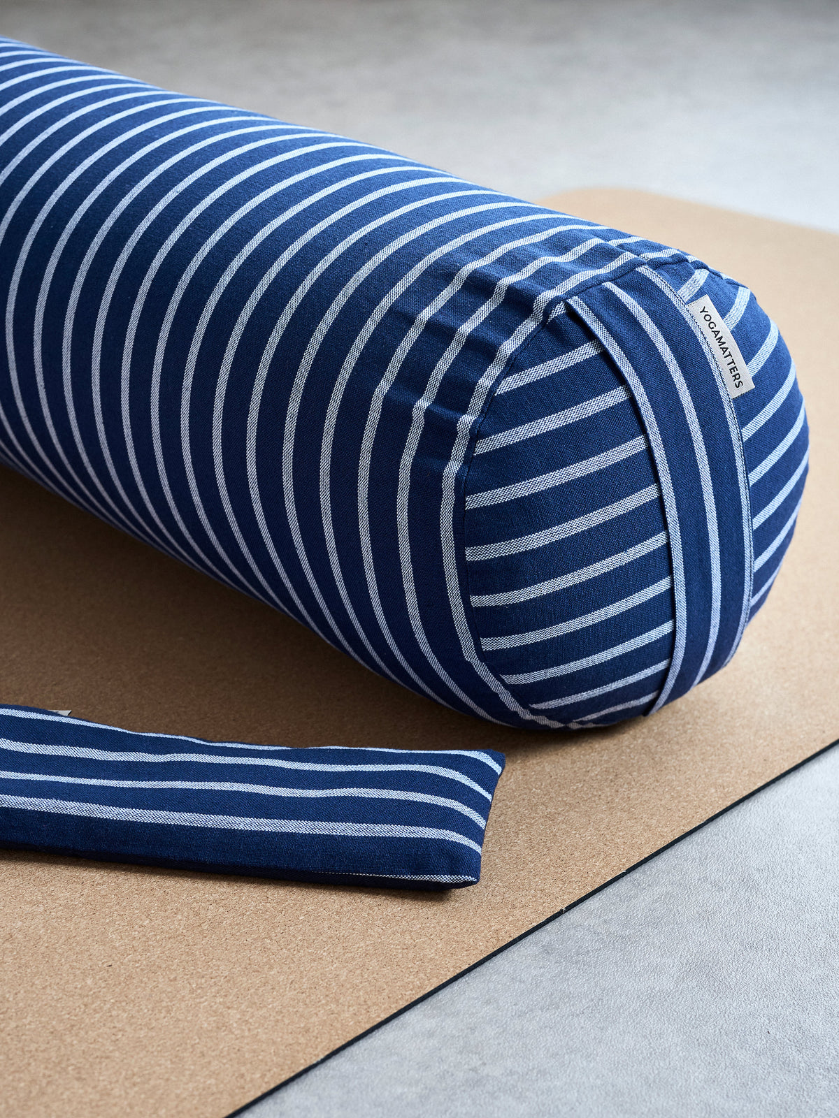 Yogamatters Round Buckwheat Bolster - Navy & White Stripe