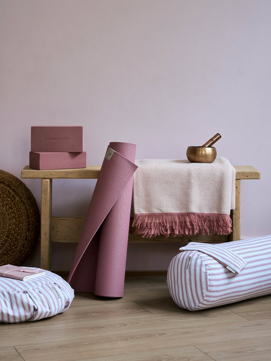 Yogamatters Rectangular Bolster - Rose Quartz Ticking Stripe