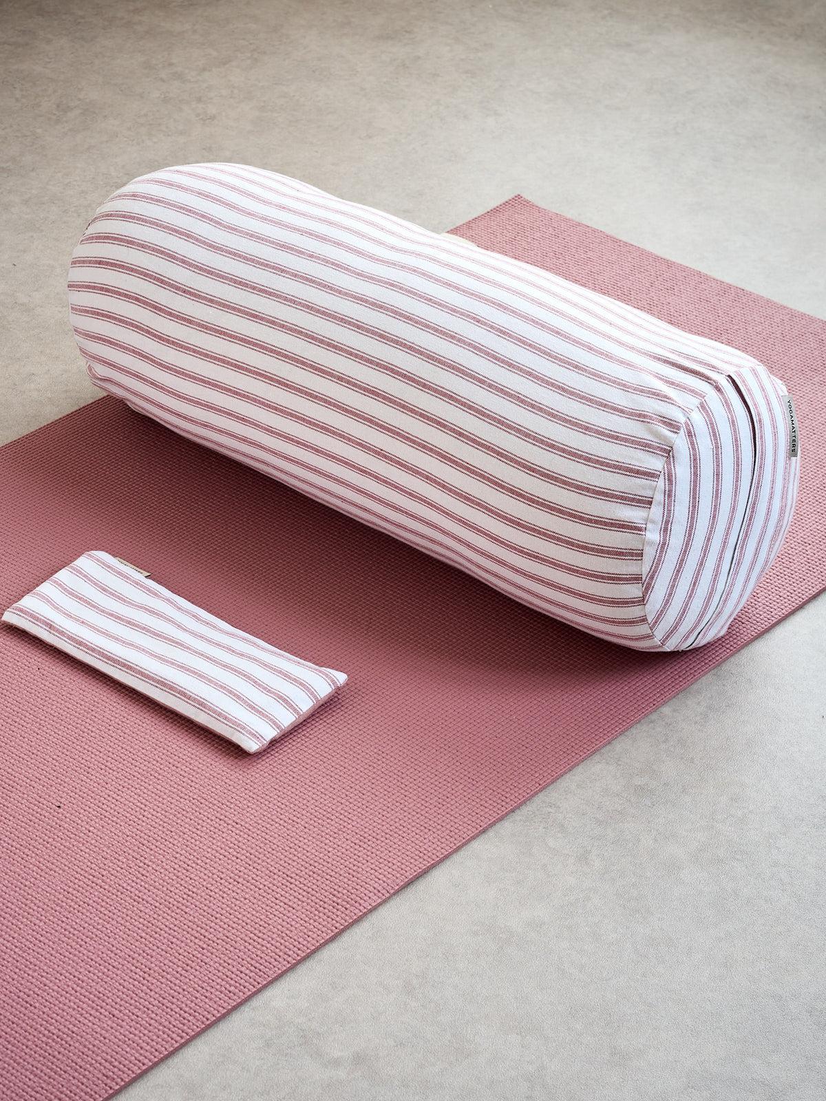 Yogamatters Round Bolster - Rose Quartz Ticking Stripe