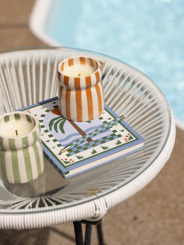 Paddywax Cabana Striped Ceramic Candle - Bora Bora