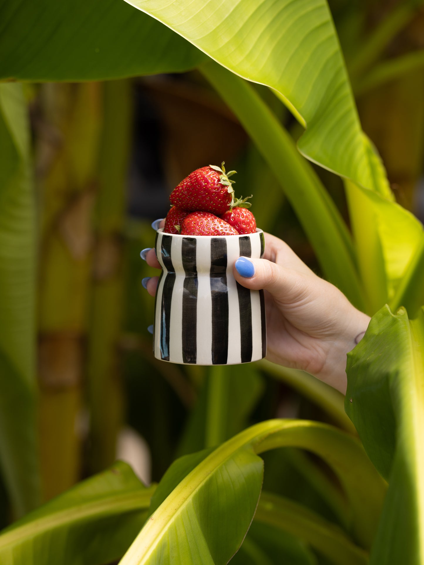 Paddywax Cabana Striped Ceramic Candle - Lava Stone