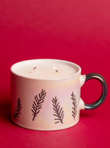Paddywax Cypress & Fir Ceramic Mug Candle - White