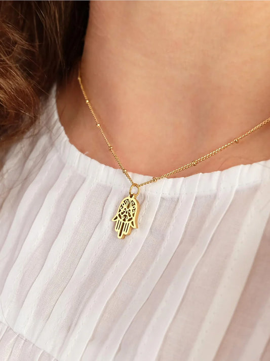 Augusta Jewellery Gold Plated Necklace - Dainty Hamsa