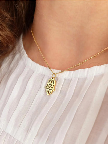 Augusta Jewellery Gold Plated Necklace - Dainty Hamsa