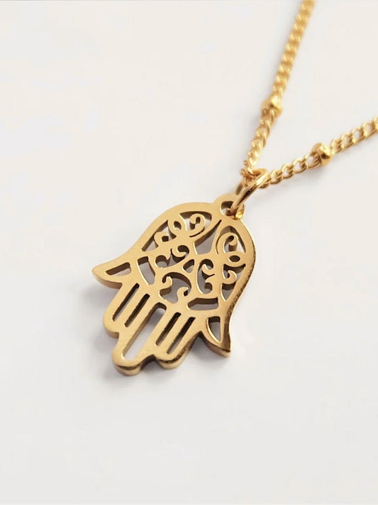 Augusta Jewellery Gold Plated Necklace - Dainty Hamsa