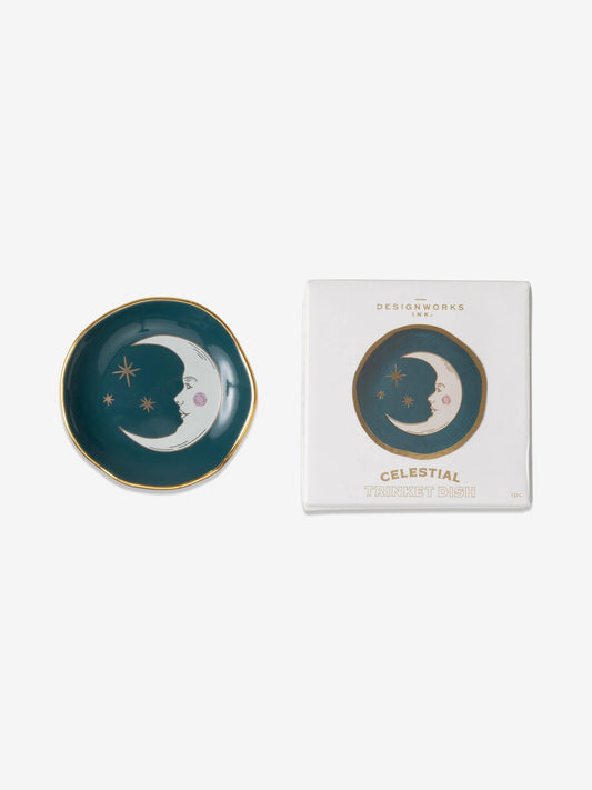 Designworks Ink Celestial Ceramic Trinket Dish - Teal Moon