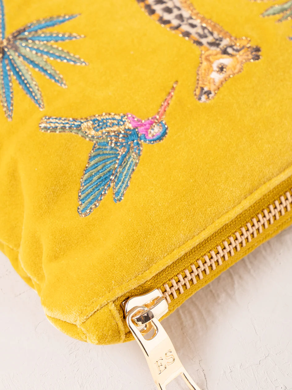 Elizabeth Scarlett Velvet Everyday Pouch - Wild Giraffe Palm