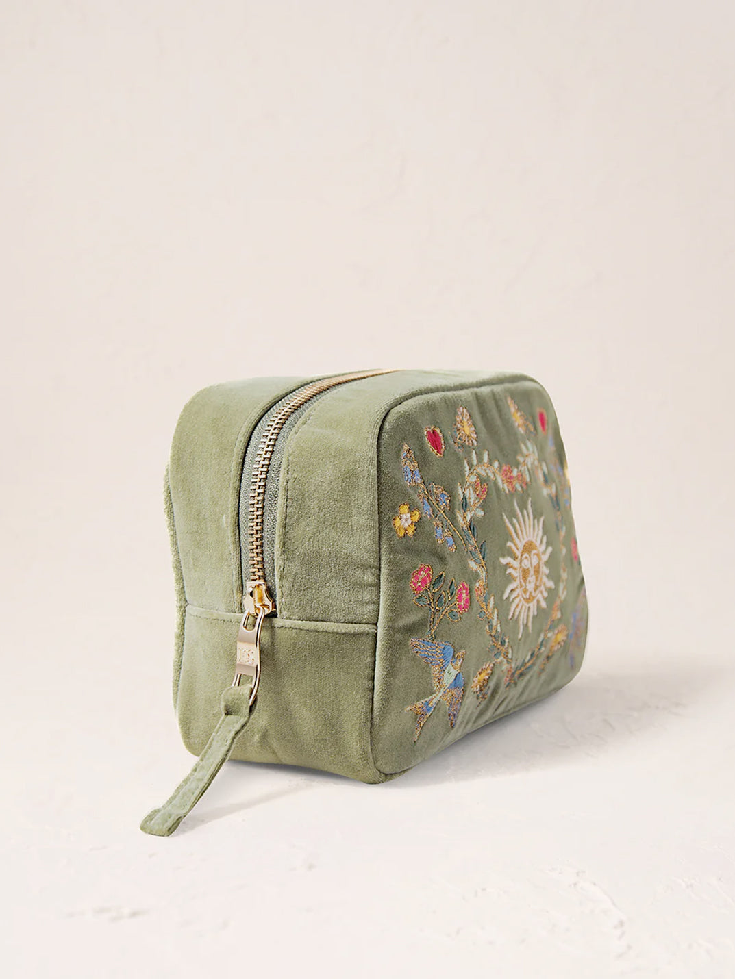 Elizabeth Scarlett Velvet Makeup Bag - Olive Earth Goddess