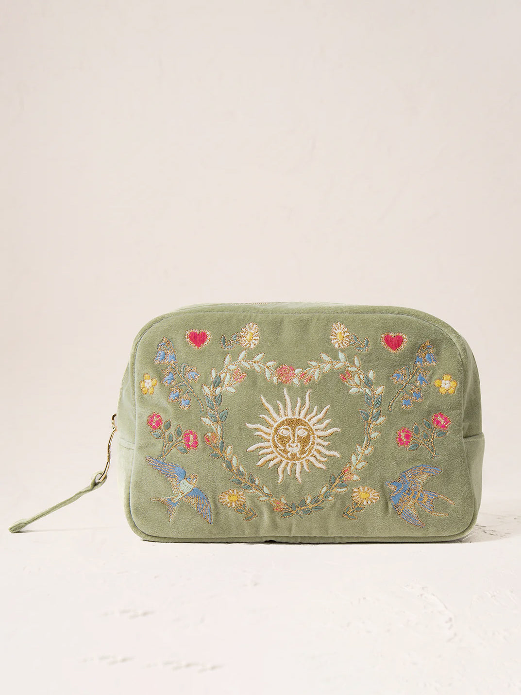Elizabeth Scarlett Velvet Makeup Bag - Olive Earth Goddess