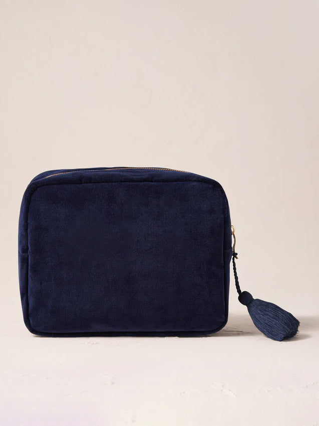 Elizabeth Scarlett Velvet Wash Bag - Navy Celestial