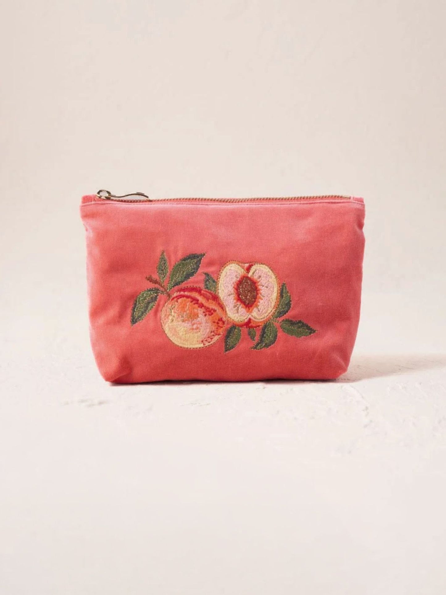 Elizabeth Scarlett Velvet Mini Pouch - Spiced Coral Summer Peach