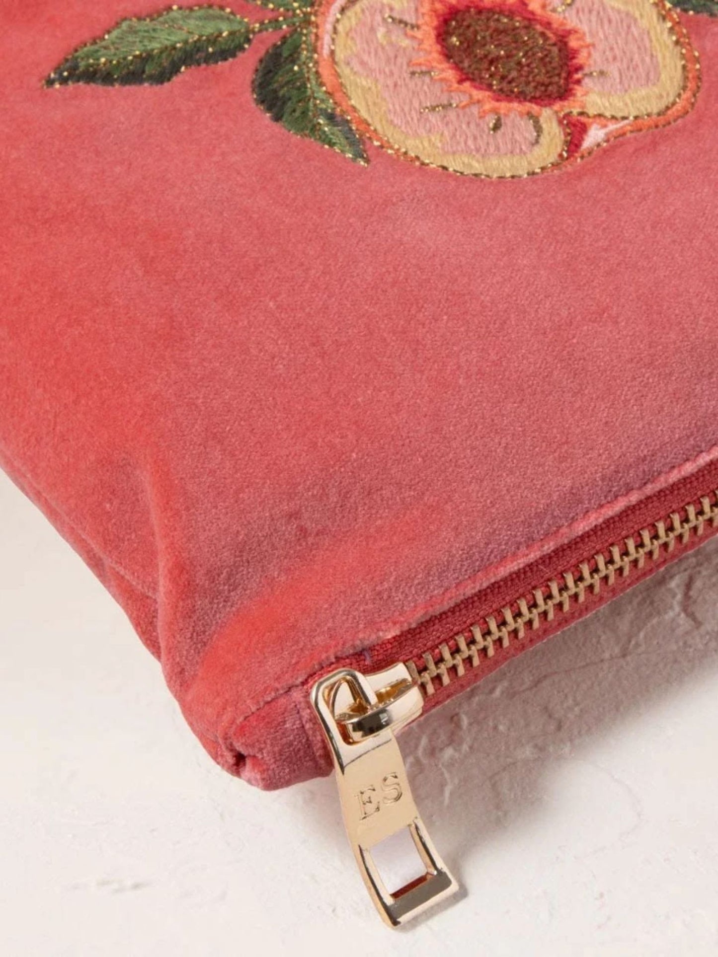 Elizabeth Scarlett Velvet Mini Pouch - Spiced Coral Summer Peach