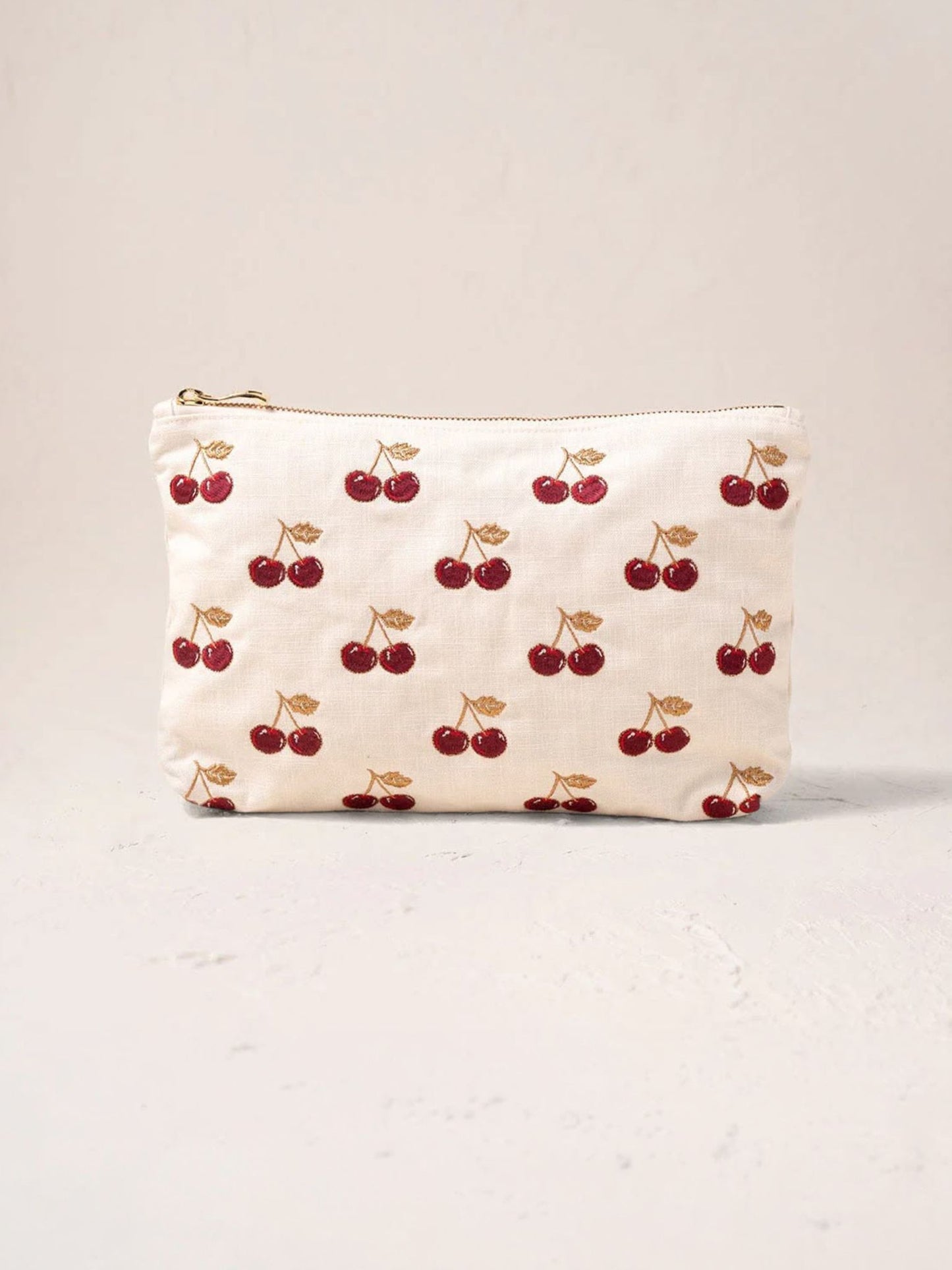 Elizabeth Scarlett Cotton Canvas Everyday Pouch - Cherries Cream