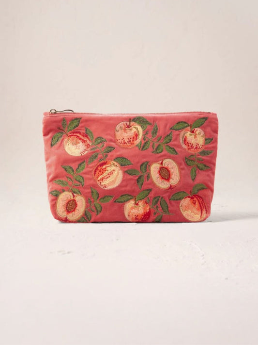 Elizabeth Scarlett Velvet Everyday Pouch - Spiced Coral Summer Peach