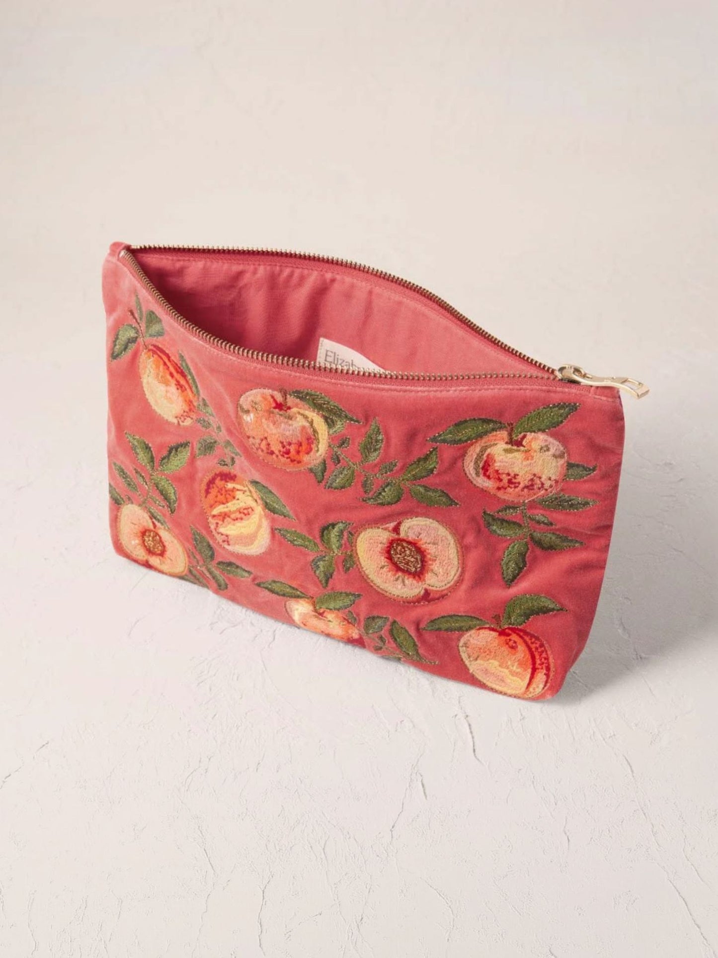 Elizabeth Scarlett Velvet Everyday Pouch - Spiced Coral Summer Peach