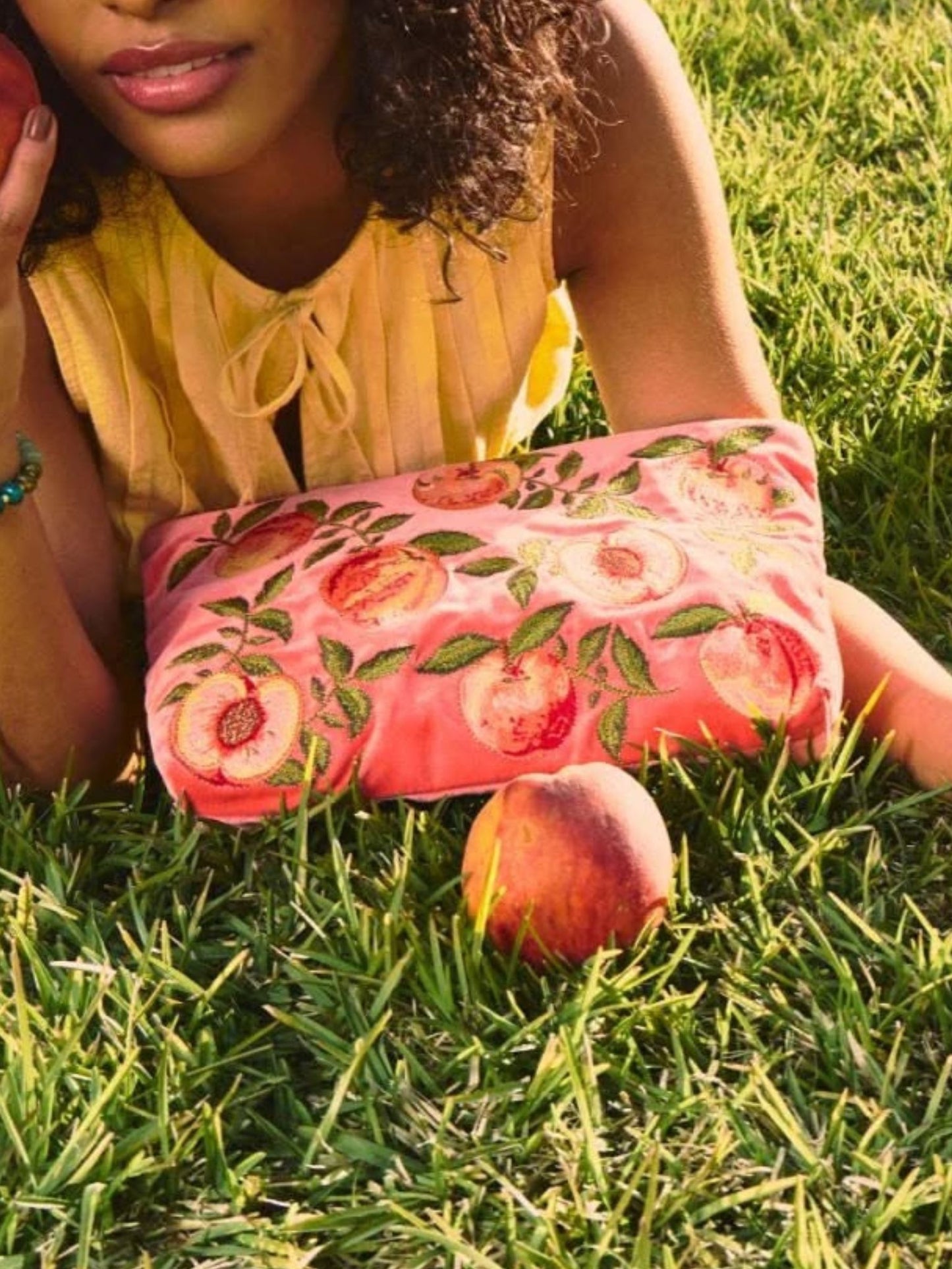 Elizabeth Scarlett Velvet Everyday Pouch - Spiced Coral Summer Peach