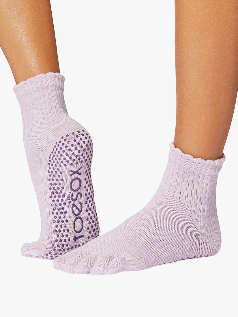 ToeSox Full Toe Melody Grip Socks - Scallop Soft Lavender