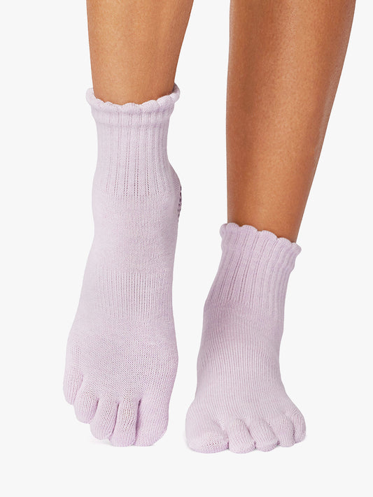 ToeSox Full Toe Melody Grip Socks - Scallop Soft Lavender
