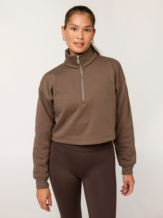 Girlfriend Collective Vega Half Zip Sweatshirt - Mink