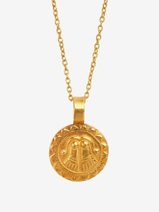 Goddess Goddess of Protection Pendant Necklace with Rose Quartz Power Stone - Gold