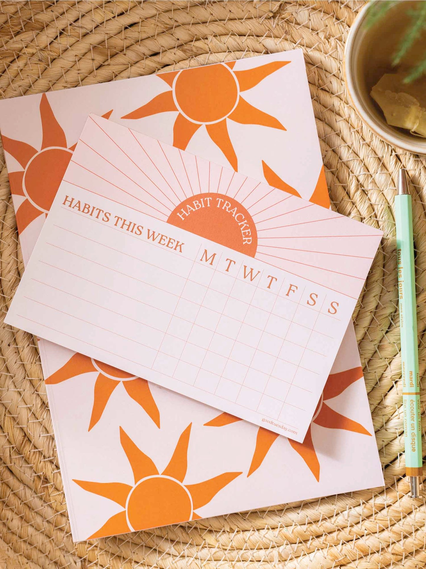 Good Tuesday A6 Weekly Habit Tracker Pad - Sun Ray