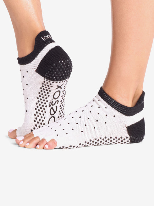 ToeSox Half Toe Low Rise Grip Socks - Ash Polka Dots