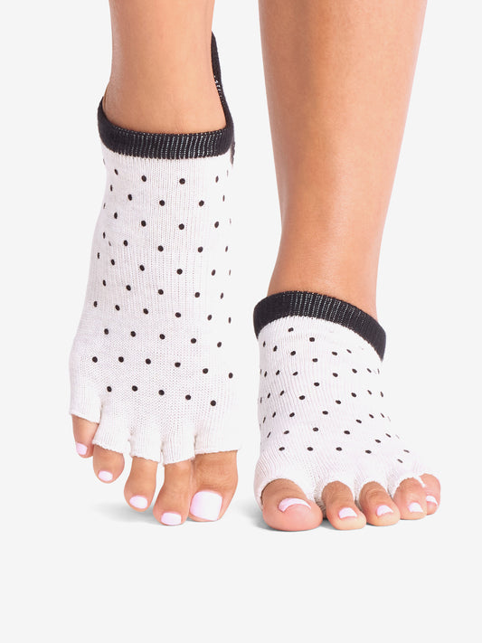 ToeSox Half Toe Low Rise Grip Socks - Ash Polka Dots
